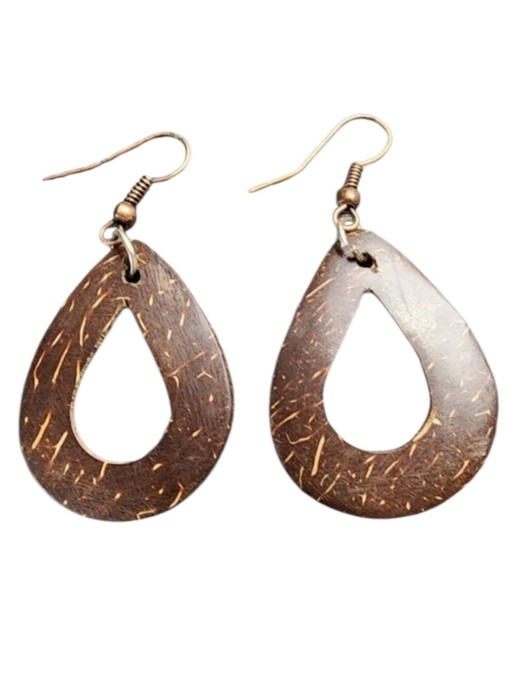 Brown Wood Teardrop Earrings